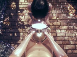 [PoV]Slutty Maiden Barbara purifies two guys by_sucking their dicks and having sex with_them 3D PORN