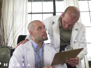 Preview 1 of BiPhoria - Patient Wakes Up To Hot Doctors Rubbing Cocks Together