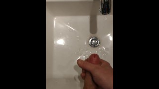 Jackoff With Big Cumshot In The Bathroom Sink In A Flash