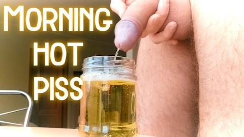 Morning golden pee, hot piss with bubbles