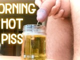 Morning golden pee, hot piss with bubbles