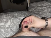 Preview 2 of He cums an incredible amount even though he has such a small dick *black long nails helping hand*