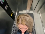 Preview 2 of Couple Almost Caught Blowjob and Fucking in Public Elevator