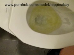 Powerful Piss Stream In Public Restaurant Restroom (Made A Mess Again)
