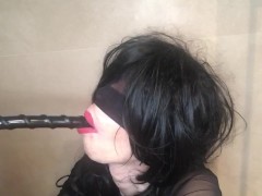 Blind masked tranny throat hard trash swallow attempt (part 2)