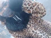 Preview 3 of Asian Sissy Ladyboy Walking in the City in Leopard Coat