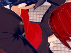 Erza Scarlet bathroom blowjob