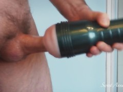 Pulsating cock cums on the ground after fast Fleshlight session - Sweetannabella