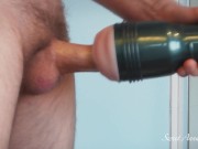 Preview 1 of Pulsating cock cums on the ground after fast Fleshlight session - Sweetannabella