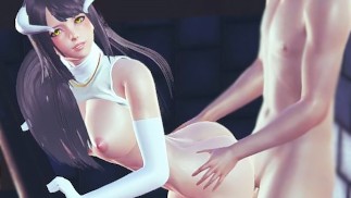 парень ебёт альбедо в рот