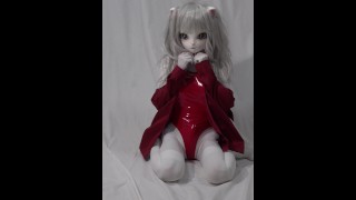 A Naughty White Zentai Costumed Cat Undresses, Embarrassing Clothes Underneath
