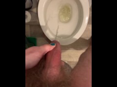 Pissing in toilet and bath