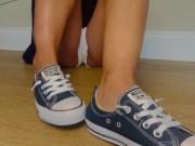 Preview 1 of Sexy feet coming out of Chuck Taylor Converse chucks shoe tease