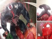 Preview 1 of Spiderman Cum Inflation - Spiderman X Venom Belly inflation Hentai