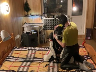 pup biker tape bondage