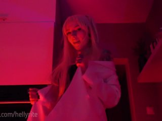 oil body, cosplayer, masturbate, pink light