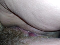 Going down on some beautiful slightly hairy pussy