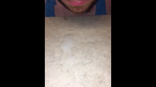 Secretly wearing my wifes Bikini turned me on so I jerked off a big Cum Shot and licked it all up porn video thumbnail