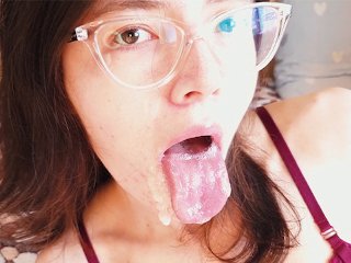 reality, sucking dick, blowjob, nerdy girl glasses