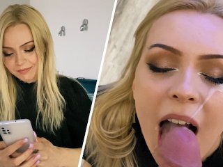 cum mouth, oral creampie, blonde, hot girl