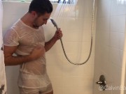 Preview 3 of Calvin Banks  Hot shower rubdown SEE THROUGH UNDERWEAR