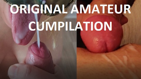 amateur CUMPILATION - cumshot COMPILATIE op een stoute milf met grote borsten