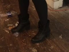 Crushing bottles in boots