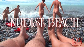 Nude Couple On The Beach At The Nudist Beach Also Known As The Naturist Beach