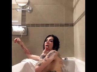 Horny Tattoed Stepsister Playing with Toys in a Bathtube during Holiday in Czech Republic