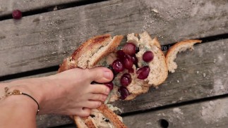 Here is your breakfast, enjoy! | Crushing Moldy Bread With Grape