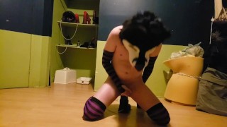Femboy Husky Trying To Take XL And Cum With Ass Creampie