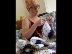 Creature crocheting and singing a tune