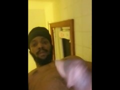 Shower stroking leads to massive cumshot
