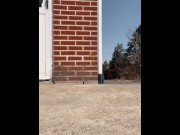 Preview 1 of Bent over power pissing outside and farting loudly