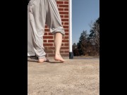 Preview 2 of Bent over power pissing outside and farting loudly