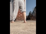 Preview 3 of Bent over power pissing outside and farting loudly