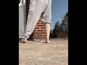 Preview 4 of Bent over power pissing outside and farting loudly