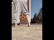 Preview 5 of Bent over power pissing outside and farting loudly