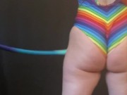 Preview 1 of Hula hooping rainbow PAWG chillin on a Saturday