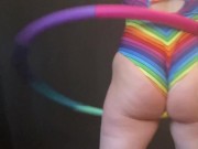 Preview 2 of Hula hooping rainbow PAWG chillin on a Saturday