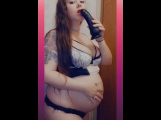 Pregnant Hotwife Naughty Babs_Quietly Squirts In her Bathroom