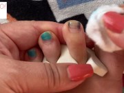 Preview 5 of removing toenail polish close up toes - glimpseofme