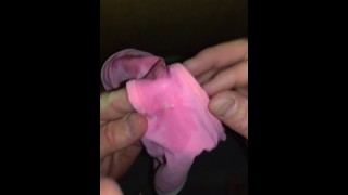Husband secretly wears his wifes pink Lululemon Bikini, stretching the top & cumming in the bottoms 