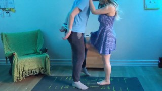 Amateur Ballbusting Couple Kicks Knees While Tying Up His Hands To Bust His Balls