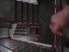 college stairwell jerk off cumshot