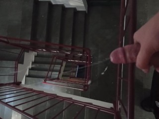 College Stairwell Jerk off Cumshot