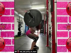 She Squats Bro & Shows the Results - Fit Tattooed Redhead - FBB