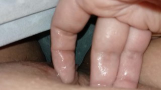 Cute teen fingering tight wet pussy and massaging sensitive clit to orgasm!