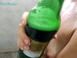 Angel Fowler Collects Warm Piss Then Drinking It From a Beer_Bottle in Toilet