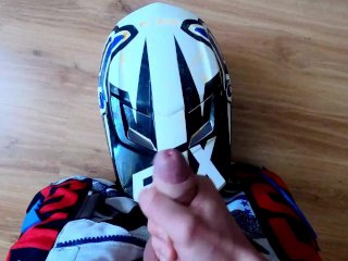 18 years old boy in MX gear cum on Fox helmet